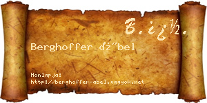 Berghoffer Ábel névjegykártya