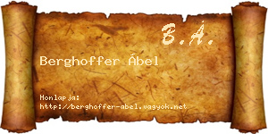 Berghoffer Ábel névjegykártya